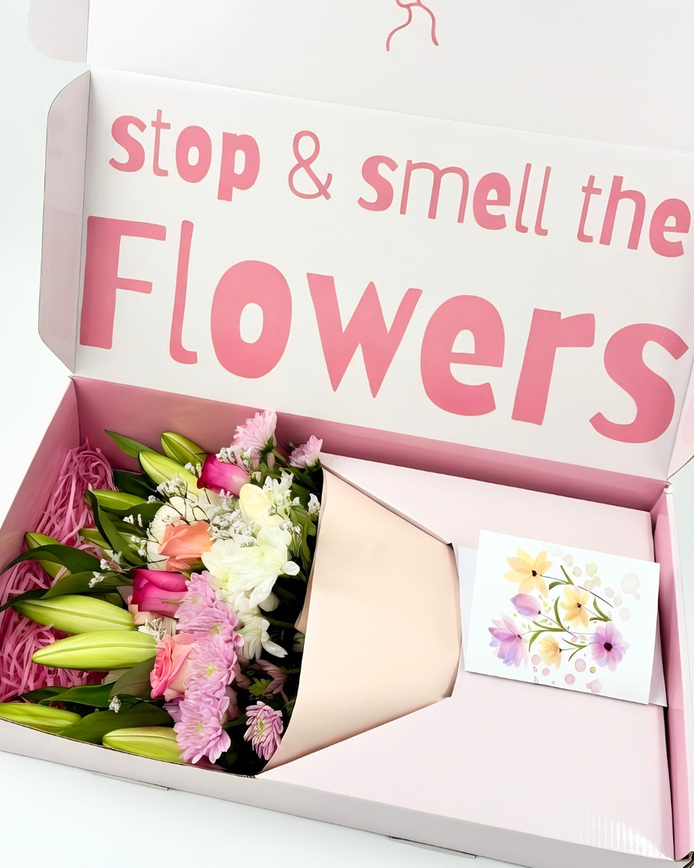 The Pastel Bouqk soft pastel flower bouquet in a Bouqk gift box