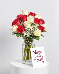 Red & White Rose Love Bouqk 🌹❤️