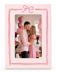 Pink ribbon trimmed 4x6 photo frame