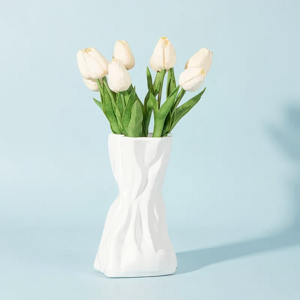 Bohemian art deco irregular sculpted flower vase 20cm