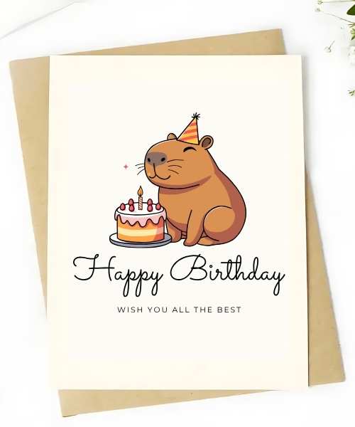 Birthday Capybara Card from Bouqk