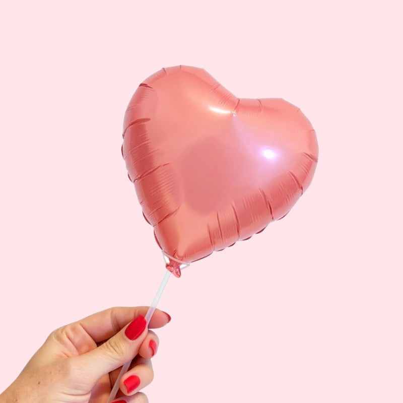 Petite pink heart shaped balloon bouquet add-on